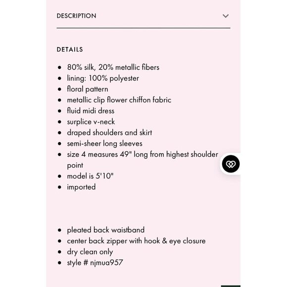 NWT Kate Spade Floral Chiffon Midi Dress Pink Black 4 - Picture 3 of 9